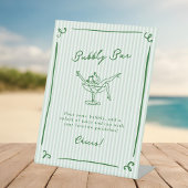 Whimsical Hand getrokken Groene Bubbly Bar Reclamebord Met Voetstuk