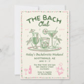 Whimsical Hand getrokken Groene Cocktail Bachelore Kaart (Voorkant)