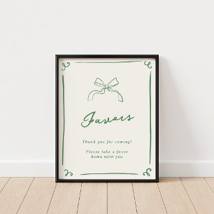 Whimsical Hand getrokken groene gunsten Poster