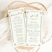 Whimsical Hand getrokken Groene Huwelijksprogramma Menu