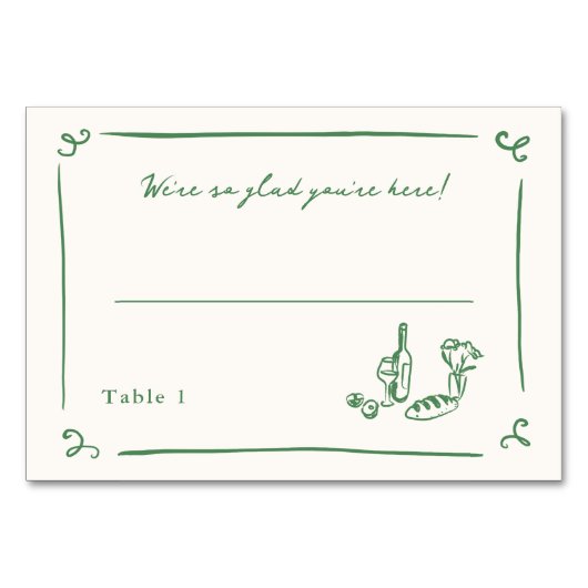 Whimsical Hand getrokken groene plaats kaart (Voorkant)