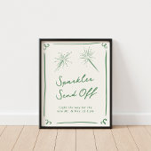 Whimsical Hand getrokken Groene Sparkler Verstuur Poster