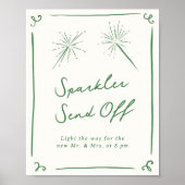 Whimsical Hand getrokken Groene Sparkler Verstuur Poster (Voorkant)