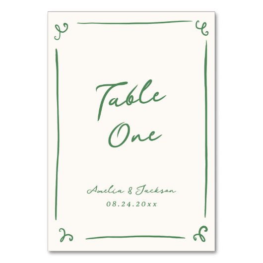 Whimsical Hand getrokken groene tafel Kaart (Voorkant)