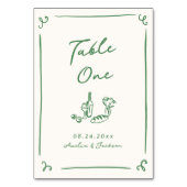 Whimsical Hand getrokken groene tafel Kaart (Achterkant)