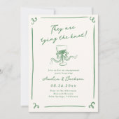 Whimsical Hand getrokken groene verlovingsfeest Kaart (Voorkant)