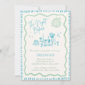 Whimsical Hand getrokken Groene Wavy Repetitie Din Kaart (Voorkant)