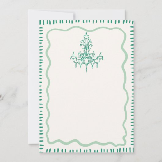 Whimsical Hand getrokken Groene Wavy Repetitie Din Kaart (Achterkant)