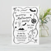 Whimsical Hand getrokken Halloween Party Kaart (Staand voorkant)