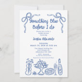 Whimsical Hand getrokken iets blauw Vrijgezellenfe Kaart (Voorkant)