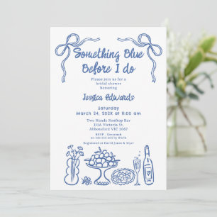 Whimsical Hand getrokken iets blauw Vrijgezellenfe Kaart