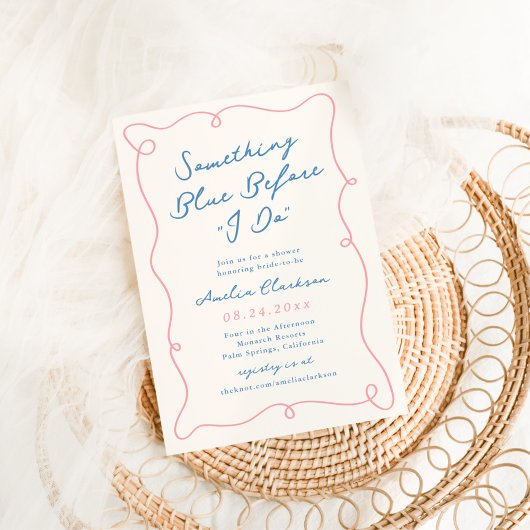 Whimsical Hand getrokken iets blauw Vrijgezellenfe Kaart