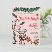 Whimsical Hand getrokken Jingle en Mingle Kerstmis Kaart (Staand voorkant)
