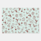 Whimsical Hand getrokken Kerst Doodles Patroon Inpakpapier Vel (Voorkant 3)