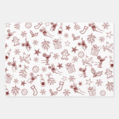 Whimsical Hand getrokken Kerst Doodles Patroon Inpakpapier Vel (Voorkant 2)