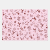 Whimsical Hand getrokken Kerst Doodles Patroon Inpakpapier Vel (Voorkant)