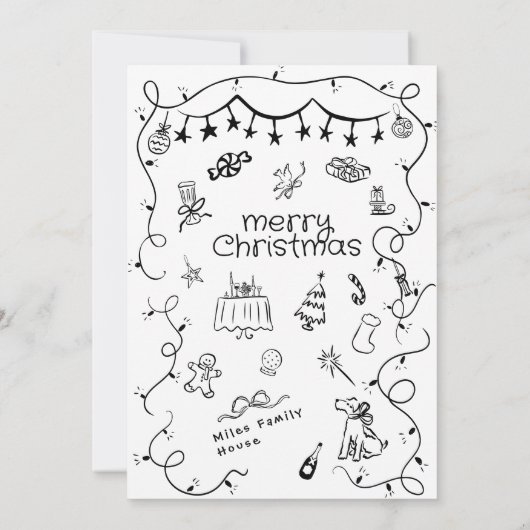 Whimsical Hand getrokken kerstfeest Kaart (Achterkant)