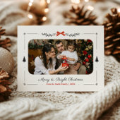 Whimsical Hand getrokken Kerstmis Familiefoto Briefkaart