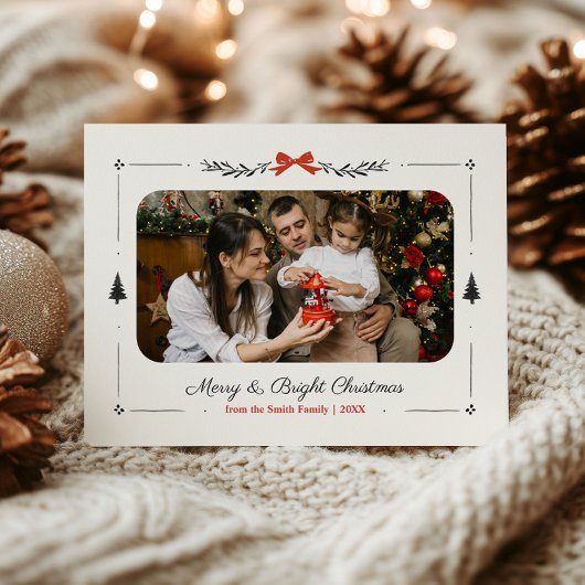 Whimsical Hand getrokken Kerstmis Familiefoto Briefkaart