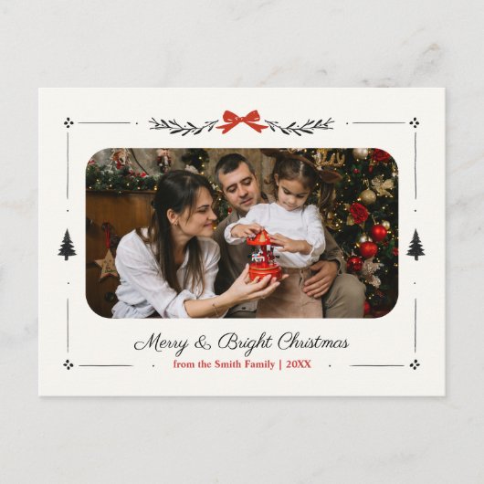 Whimsical Hand getrokken Kerstmis Familiefoto Briefkaart (Voorkant)