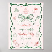 Whimsical Hand getrokken Kerstmis Welkom Party Sig Poster (Voorkant)