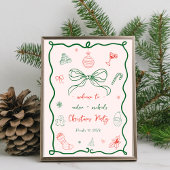 Whimsical Hand getrokken Kerstmis Welkom Party Sig Poster