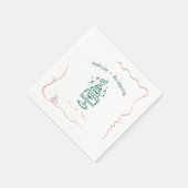 Whimsical Hand getrokken krabbel Wavy Lijst bruilo Servet (Hoek)