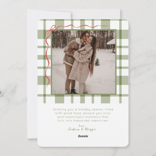 Whimsical Hand getrokken Krans Foto Kerstmis Feestdagenkaart (Achterkant)