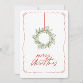 Whimsical Hand getrokken Krans Foto Kerstmis Feestdagenkaart (Voorkant)