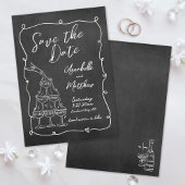 Whimsical Hand getrokken krijtbord bruiloft Save The Date