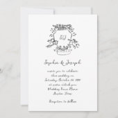 Whimsical Hand getrokken kuif met Monogram | Bruil Kaart (Voorkant)