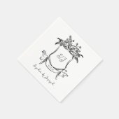 Whimsical Hand getrokken kuif met Monogram bruilof Servet (Hoek)