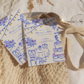 Whimsical Hand getrokken Lantaarns bruiloft blauw Kaart