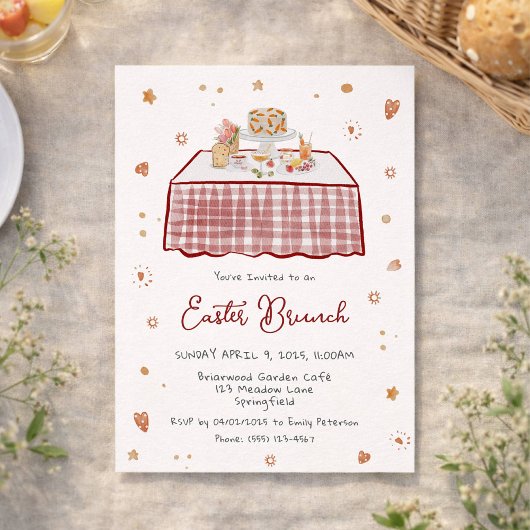 Whimsical Hand getrokken Lente Paasbrunch Kaart