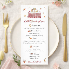 Whimsical Hand getrokken Lente Paasbrunch Menu