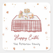 Whimsical Hand getrokken Lente Paasbrunch Vierkante Sticker (Voorkant)
