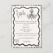 Whimsical Hand getrokken Leuke Bow Wavy Bruiloft D Informatiekaartje (Voorkant)