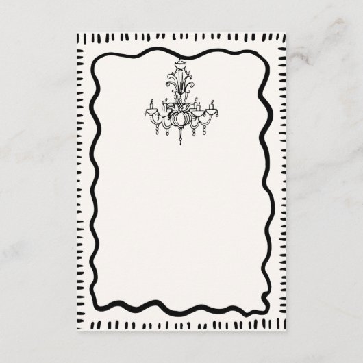 Whimsical Hand getrokken Leuke Bow Wavy Bruiloft D Informatiekaartje (Achterkant)