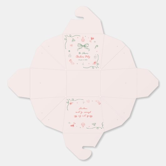 Whimsical Hand getrokken Leuke Franse kerstfeest Bedankdoosjes (Ongevouwen)