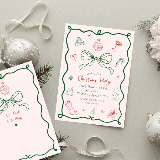 Whimsical Hand getrokken Leuke Franse kerstfeest Kaart