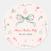 Whimsical Hand getrokken Leuke Franse kerstfeest Ronde Sticker (Voorkant)