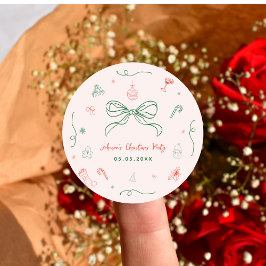 Whimsical Hand getrokken Leuke Franse kerstfeest Ronde Sticker