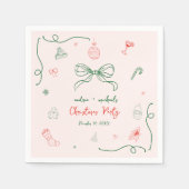 Whimsical Hand getrokken Leuke Franse kerstfeest Servet (Voorkant)