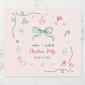 Whimsical Hand getrokken Leuke Franse kerstfeest Sparkling Wijnetiket (Enkel label)