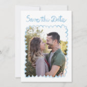 Whimsical Hand getrokken Lichtblauwe Foto QR Websi Save The Date (Voorkant)