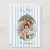 Whimsical Hand Getrokken Lijst Blauwe Strepen Feestdagenkaart (Voorkant)