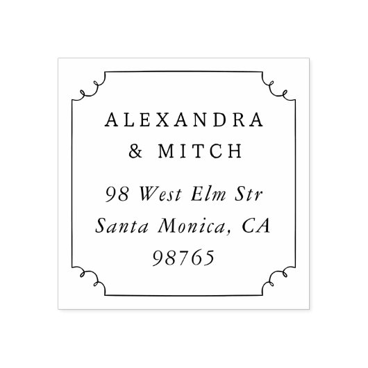 Whimsical Hand getrokken Lijst paar terug adres Rubberstempel (Afrduk)