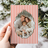 Whimsical Hand Getrokken Lijst Rode Strepen Kerst Feestdagenkaart