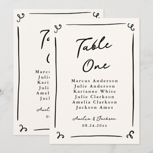 Whimsical Hand getrokken lijstaantal (Voorkant / Achterkant)