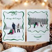 Whimsical Hand Getrokken Lint Foto Kerst Kaart